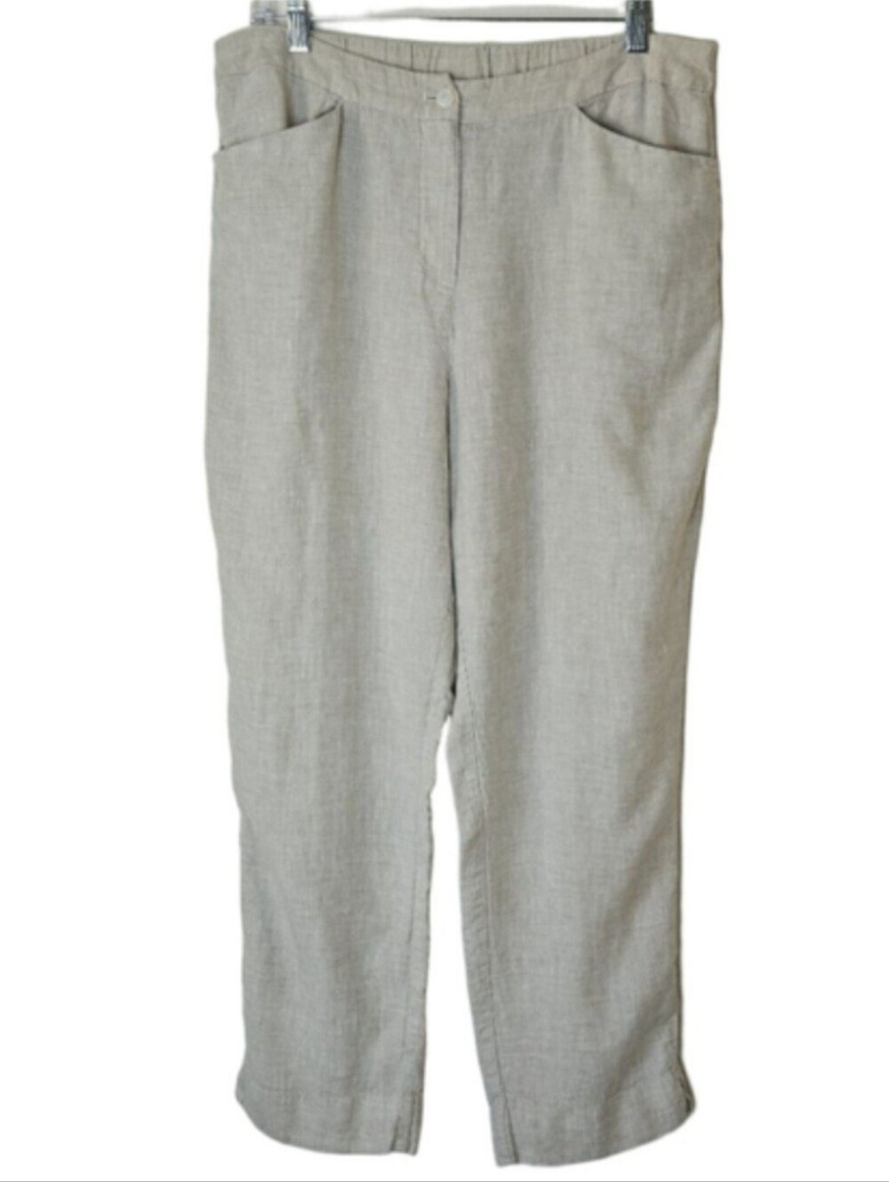 Chico's 100% Linen Tapered Leg Cropped Pants Size 10
